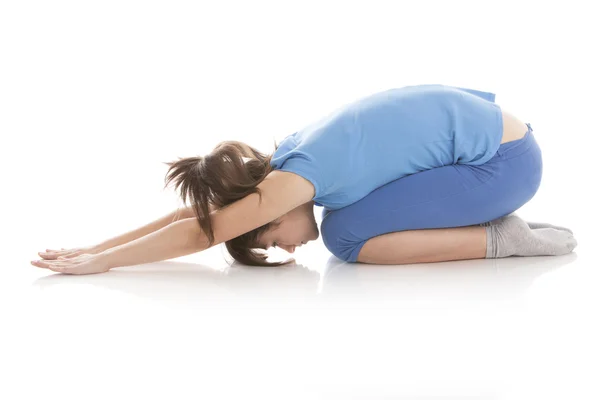 Pratik yoga bir kız görüntüsü — Stok fotoğraf