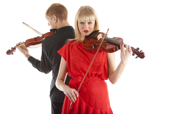 Musiker spielen Geigen — Stockfoto