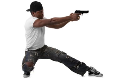 Young thug with a gun clipart