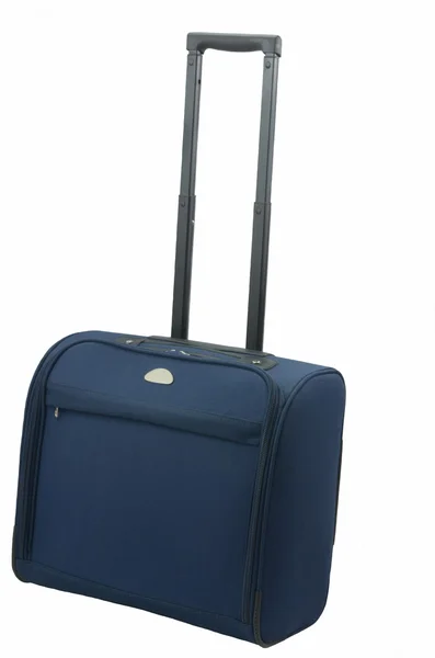 Μπλε βαλίτσα σε λευκό φόντο — Φωτογραφία Αρχείου