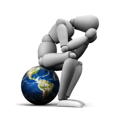 Sad Person Sitting on Earth clipart