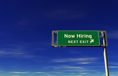 Now Hiring - Freeway Exit Sign clipart