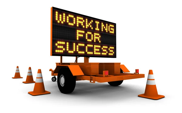 Arbetar för framgång - konstruktion Vägmärke — Stockfoto