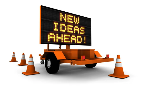 Novas ideias à frente - Sinal de construção de estradas — Fotografia de Stock
