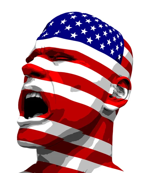 USA Flag Man Gritando —  Fotos de Stock