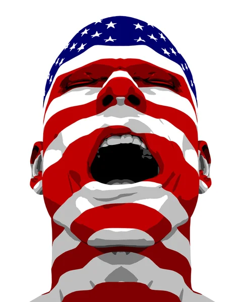 EUA Bandeira Homem gritando — Fotografia de Stock
