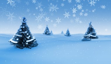 Christmas Trees and Snowflakes clipart