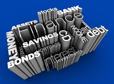 Financial Words 3D Blue clipart