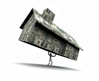 Man Lifting House Made of Cash clipart