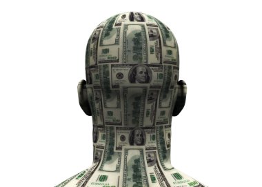 Head Made of Money 3D clipart