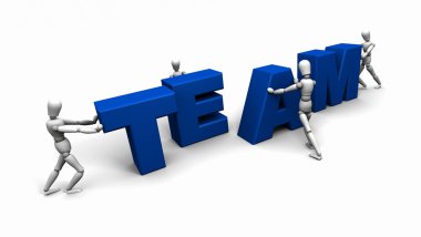 Pushing Together the Word 'TEAM'