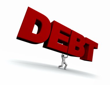 Man Lifing the Word DEBT clipart