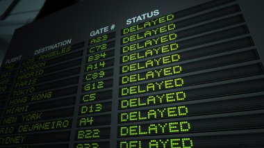 Airport Flight Information Board, Delayed clipart