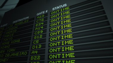 Flight Information Board, On Time clipart