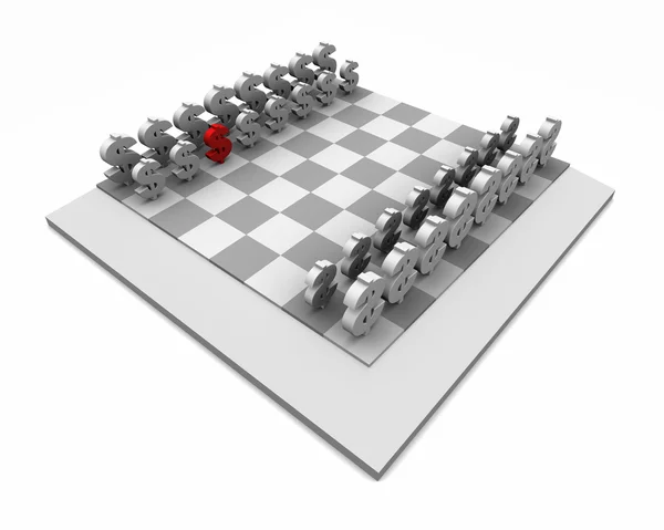 stock image Chess Board with One Red Dollar Symbol