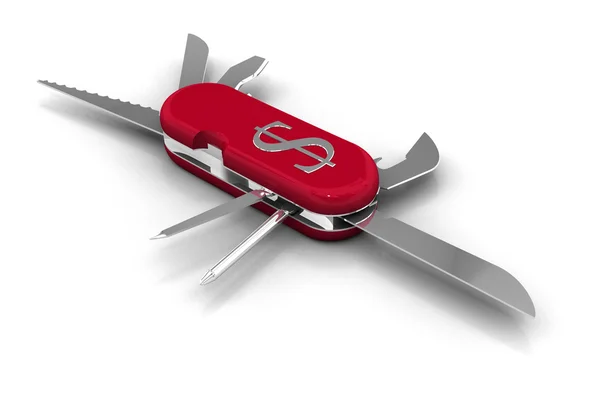 Penknife with Dollar Symbol — Stock Photo, Image