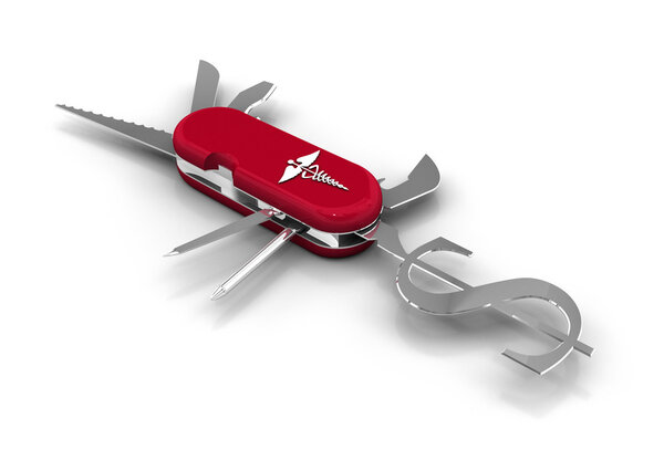 Медицинский ножик с символом доллара
