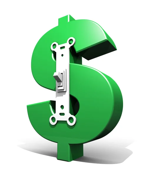 Dollar symbool Power-schakelaar (groen - op) — Stockfoto