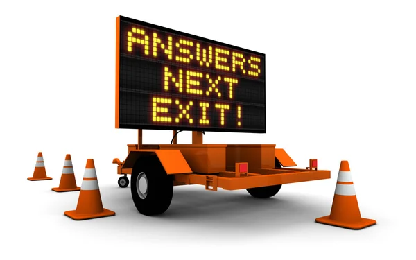 Answers! - Construction Sign Message — Stock Photo, Image
