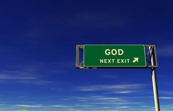 Tanrı - otoyol çıkış işareti — Stok fotoğraf