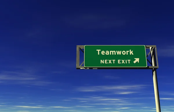 Teamwork - freeway avsluta tecken — Stockfoto