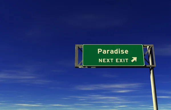 Paradise - freeway avsluta tecken — Stockfoto