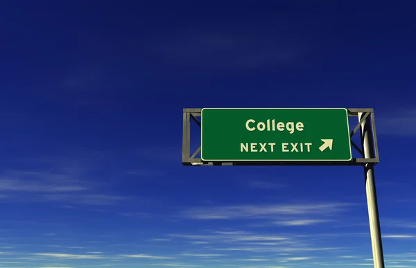 College - snelweg afrit teken — Stockfoto