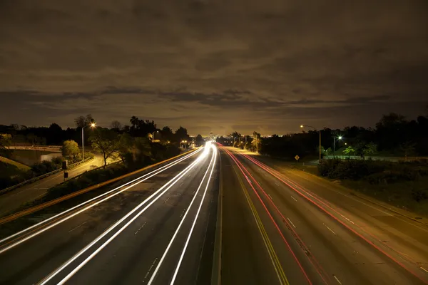 Los Angeles Freeway Traffic at Night — Stock Photo, Image