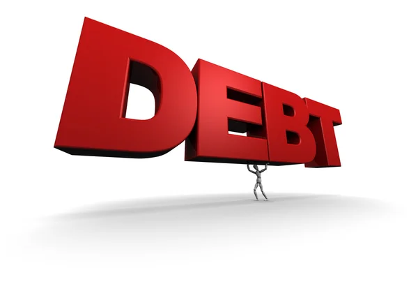Man Lifing the Word DEBT — Stock Photo, Image