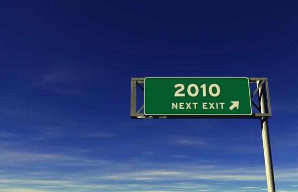 Autostrada zjazd znak rok 2010 — Zdjęcie stockowe