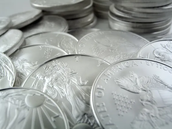 Srebrny orzeł 1 $ USA monety bulionowe — Zdjęcie stockowe