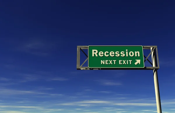 " Рецесія " дорожній знак виходу — стокове фото