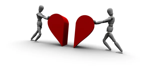 Dois ícone de coração empurrando juntos 3D — Fotografia de Stock