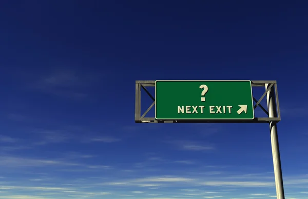Frågetecken freeway exit tecken — Stockfoto