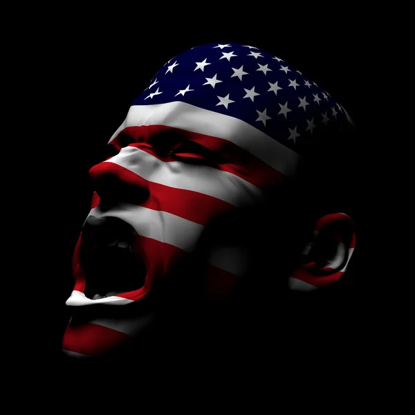 ABD bayrağı adam bağırıyor — Stok fotoğraf