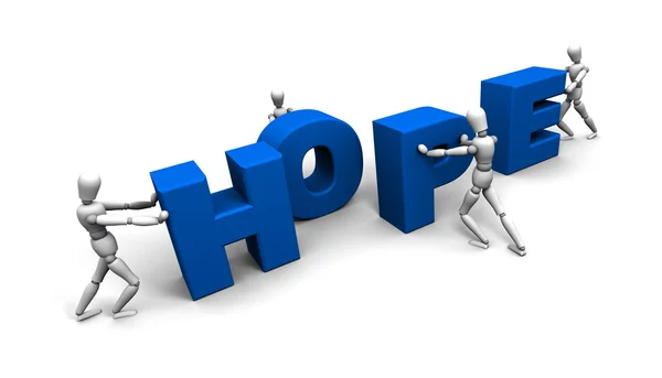 Equipa de Empurrar 'Esperança' Juntos — Fotografia de Stock