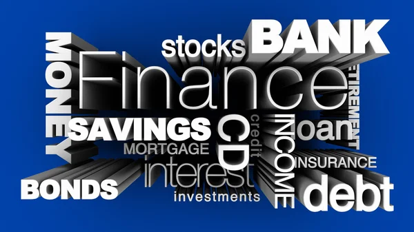 Palabras financieras 3D Azul — Foto de Stock