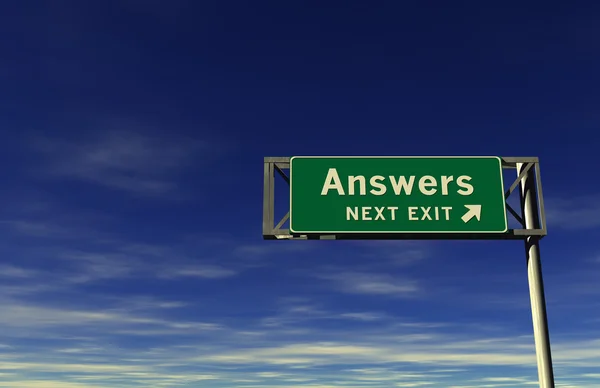 Answers - Next Exit Freeway Sign — Stock Photo, Image