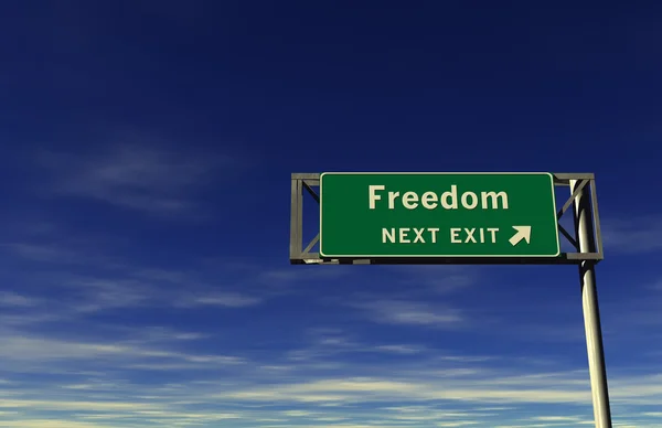 Wolności - autostrady zjazd znak — Zdjęcie stockowe