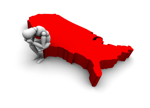 Man Sitting on USA Map