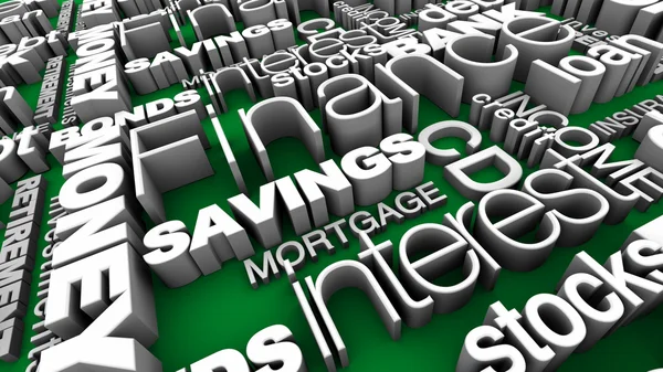 Financial Words 3D Green — Stock Photo, Image