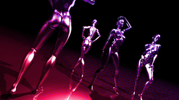 3D-disco-funk vrouwen — Stockfoto
