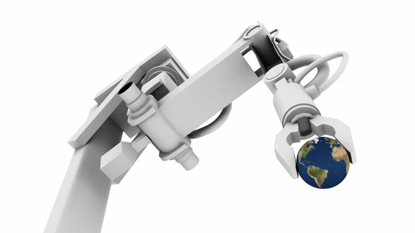 Earth in the Grip of a Robot Arm — Stock Photo, Image