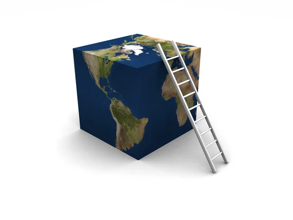 Земной куб + Лестница — стоковое фото