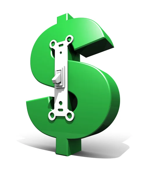 Переключатель питания символа доллара (зеленый - выключен ) Лицензионные Стоковые Изображения