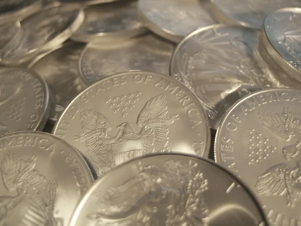 Águia de prata $1 EUA Bullion moedas Fotos De Bancos De Imagens Sem Royalties