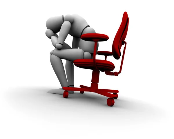 Persona triste seduta sulla sedia dell'ufficio Immagine Stock