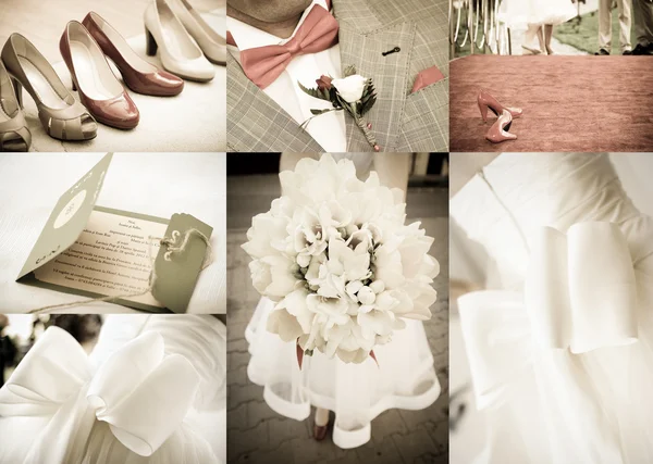 Collage av bröllopsbilder — Stockfoto