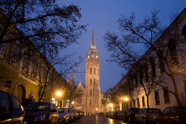 夜のブダペスト マーチャーシュ教会 — ストック写真