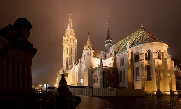 夜のブダペスト マーチャーシュ教会 — ストック写真